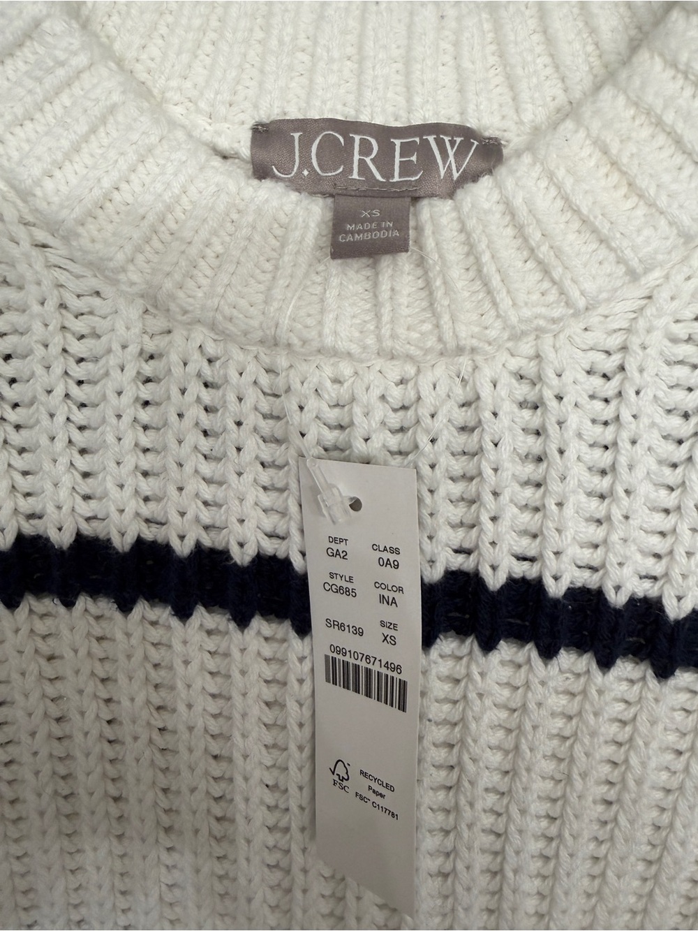 J. Crew NWT Heritage cotton fisherman crewneck sweater in Stripe - Picture 2 of 4
